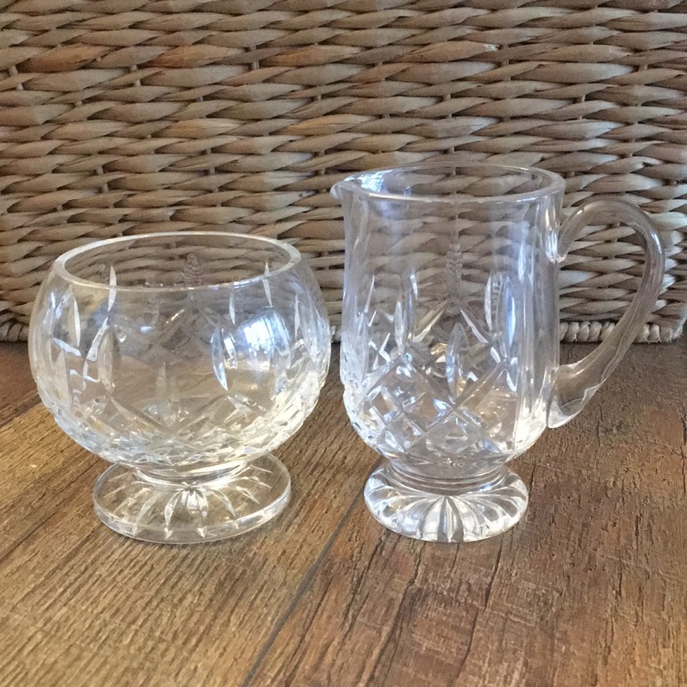 Waterford Lismore footed cream and sugar set
